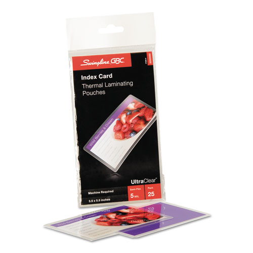 UltraClear Thermal Laminating Pouches, 5 mil, 5.5" x 3.5", Gloss Clear, 25/Pack