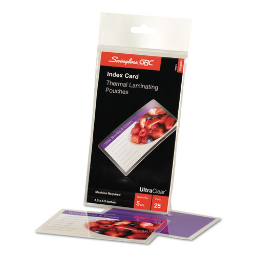 UltraClear Thermal Laminating Pouches, 5 mil, 5.5" x 3.5", Gloss Clear, 25/Pack