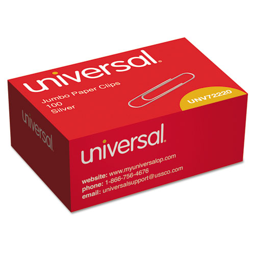 Image of Universal® Paper Clips, Jumbo, Smooth, Silver, 100 Clips/Box, 10 Boxes/Pack