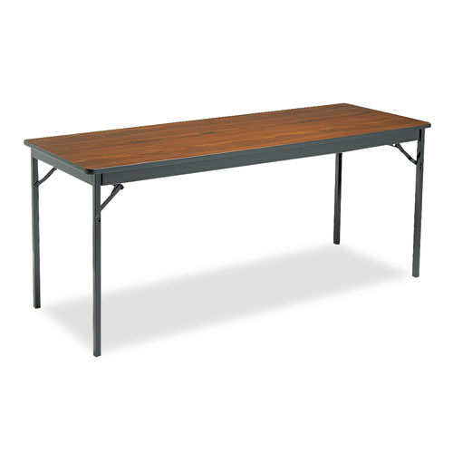 Special Size Folding Table, Rectangular, 72w x 24d x 30h, Walnut/Black | by Plexsupply