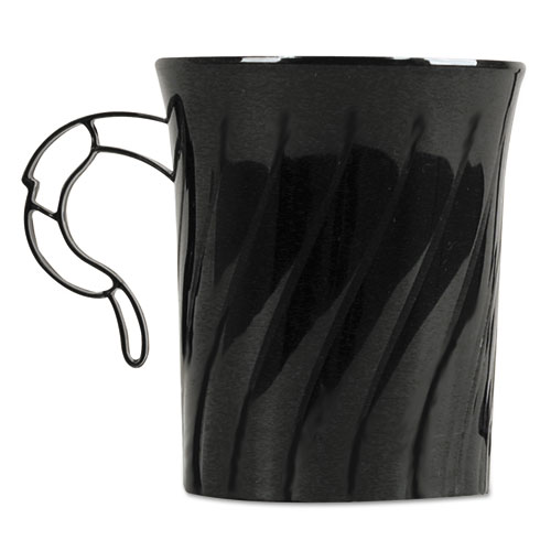 Classicware Plastic Mugs, 8 Oz., Black, 8/pack