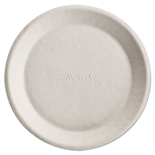 SAVADAY MOLDED FIBER PLATES, 10", CREAM, ROUND, 500/CARTON