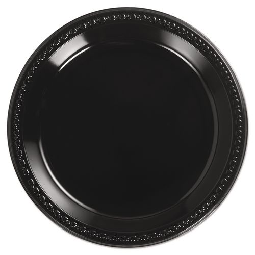 Boardwalk Hi-Impact Plastic Dinnerware, Plate, 3-Compartment, 10 Dia, Black, 500/Carton - BWKPLTHIPS10BL3