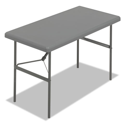 IndestrucTables Too 1200 Series Folding Table, 48w x 24d x 29h, Charcoal | by Plexsupply