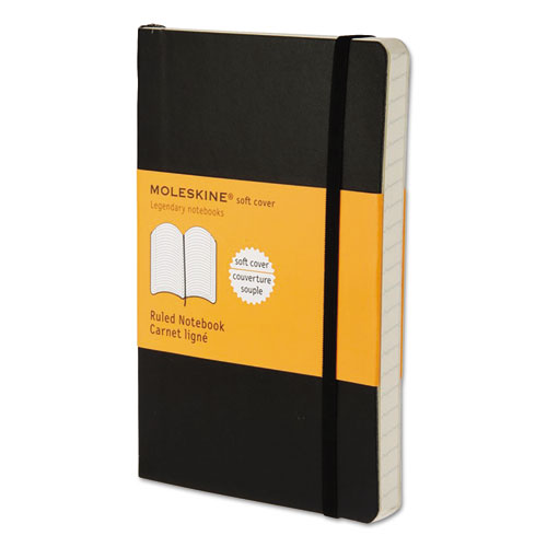 Classic Softcover Notebook, Narrow Rule, Black Cover, 5.5 x 3.5, 192 Sheets | by Plexsupply