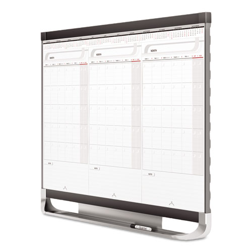 Prestige 2 Total Erase Three-Month Calendar, 36 x 24, White Surface, Graphite Fiberboard/Plastic Frame