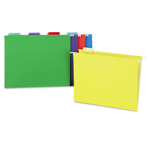 Deluxe Bright Color Hanging File Folders, Letter Size, 1/5-Cut Tab, Assorted, 25/Box