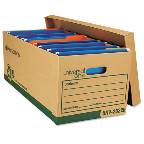 Image of Recycled Heavy-Duty Record Storage Box, Letter Files, Kraft/Green, 12/Carton