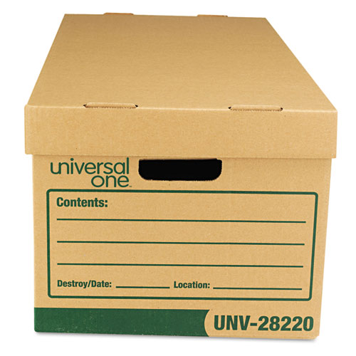 Image of Recycled Heavy-Duty Record Storage Box, Letter Files, Kraft/Green, 12/Carton