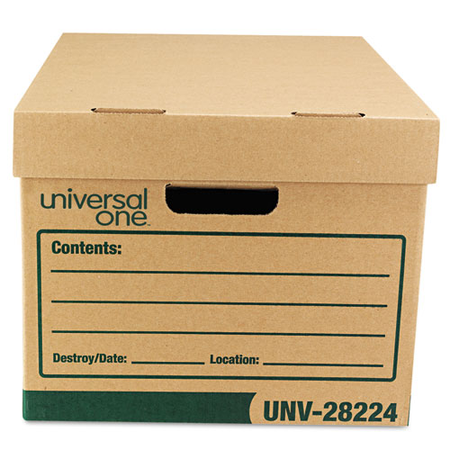 Image of Universal® Recycled Heavy-Duty Record Storage Box, Letter/Legal Files, Kraft/Green, 12/Carton