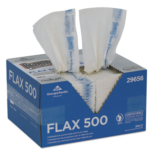 Dine-A-Cloth Flax Foodservice Wipers, 12.37 X 21, White, 200/box