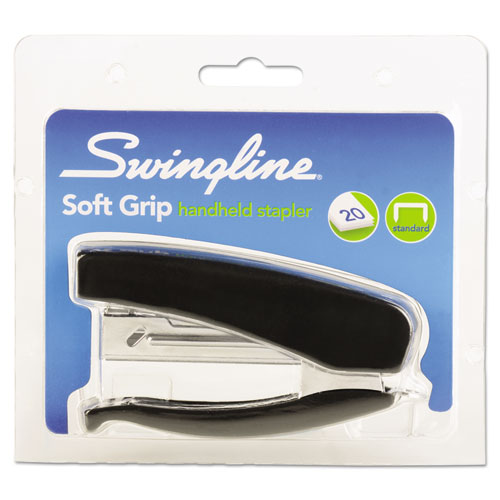 Image of Swingline® Soft Grip Half Strip Hand Stapler, 20-Sheet Capacity, Black