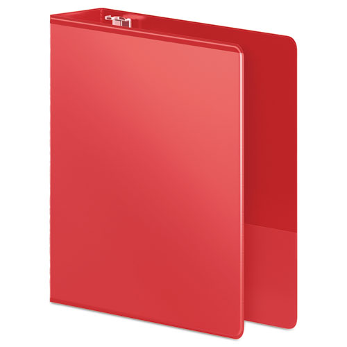 HEAVY-DUTY D-RING VIEW BINDER WITH EXTRA-DURABLE HINGE, 3 RINGS, 2" CAPACITY, 11 X 8.5, RED