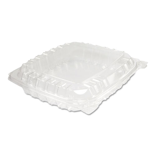 ClearSeal Plastic Hinged Container, 8-5/16 x 8-5/16 x 2, Clear, 125/BG, 2 BG/CT | by Plexsupply