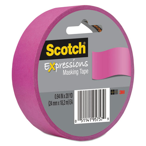 Scotch® Expressions Masking Tape, 3" Core, 0.94" x 20 yds, Fuchsia