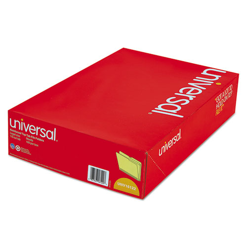Image of Universal® Double-Ply Top Tab Manila File Folders, 1/2-Cut Tabs: Assorted, Legal Size, 0.75" Expansion, Manila, 100/Box