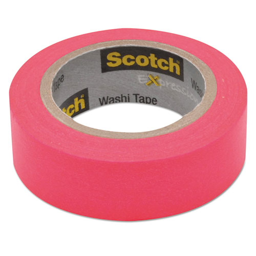 Expressions Washi Tape, 1.25" Core, 0.59" x 32.75 ft, Neon Pink