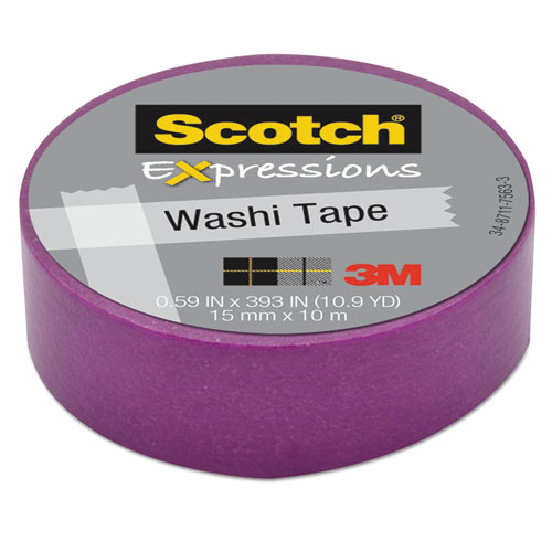 Scotch® Expressions Washi Tape, 1.25" Core, 0.59" x 32.75 ft, Yellow