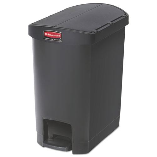 Slim Jim Resin Step-On Container, End Step Style, 8 Gal, Black