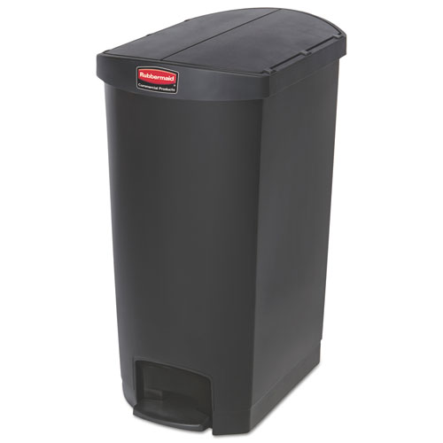 Slim Jim Resin Step-On Container, End Step Style, 18 Gal, Black