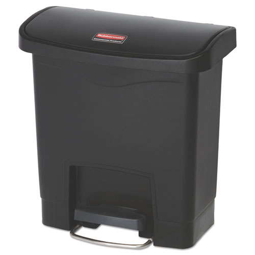 Slim Jim Resin Step-On Container, Front Step Style, 4 Gal, Black