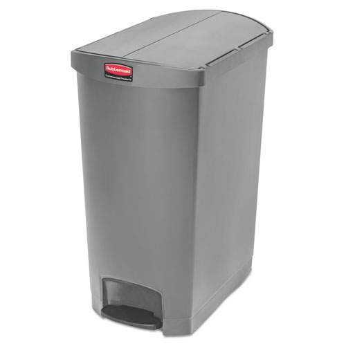Slim Jim Resin Step-On Container, End Step Style, 24 Gal, Gray