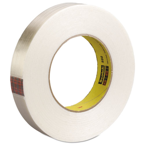 Scotch® High-Strength Filament Tape, Rubber, 24mm x 55m, 3" Core, Clear