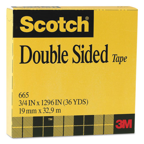 Double-Sided Tape, 3" Core, 0.75" x 36 yds, Clear