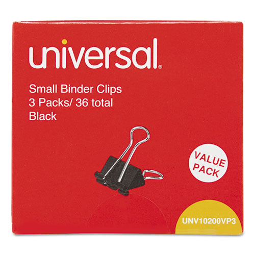 Universal® Binder Clips, Small, Black/Silver, 36/Pack