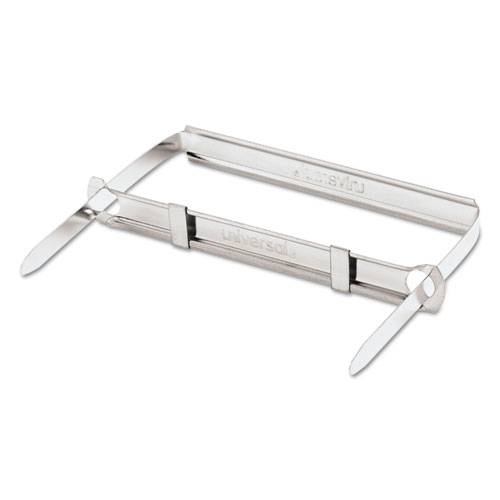 Image of Two-Piece Two-Prong Paper Fastener Base and Compressor Sets, 2" Capacity, 2.75" Center to Center, Silver, 50/Box