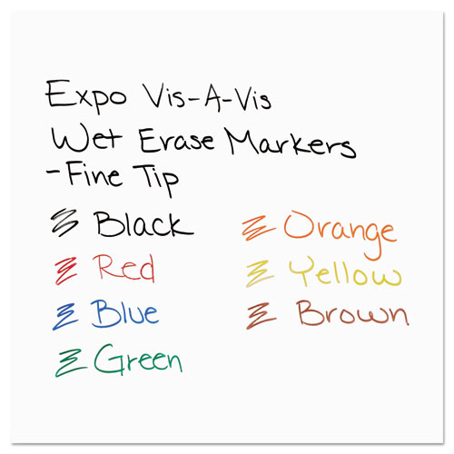 Image of Expo® Vis-A-Vis Wet Erase Marker, Fine Bullet Tip, Assorted Colors, 8/Set