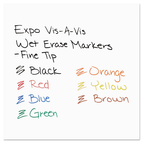 Image of Expo® Vis-A-Vis Wet Erase Marker, Fine Bullet Tip, Blue, Dozen