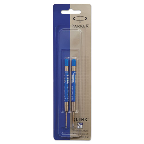 Refill for Parker Retractable Gel Ink Roller Ball Pens, Medium Point, Blue Ink, 2/Pack