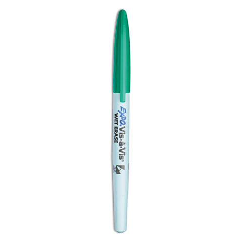 Vis-a-Vis Wet Erase Marker, Fine Bullet Tip, Green, Dozen