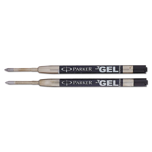 Refill for Parker Retractable Gel Ink Roller Ball Pens, Medium Point, Black Ink, 2/Pack