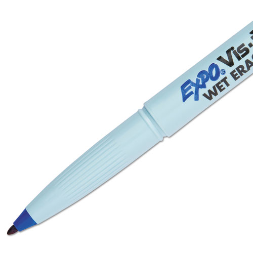 Image of Vis-a-Vis Wet Erase Marker, Fine Bullet Tip, Blue, Dozen