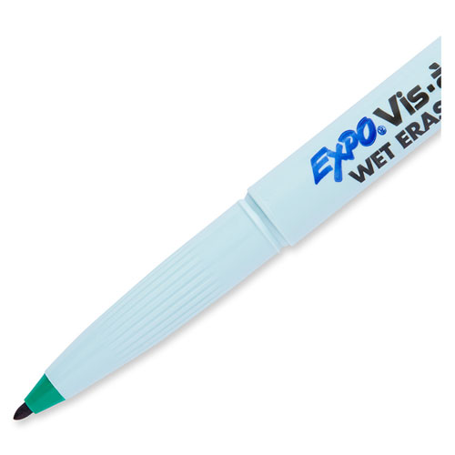 Image of Expo® Vis-A-Vis Wet Erase Marker, Fine Bullet Tip, Green, Dozen