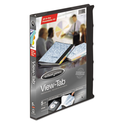 View-Tab Presentation Round Ring View Binder With Tabs, 3 Rings, 0.63" Capacity, 11 x 8.5, Black