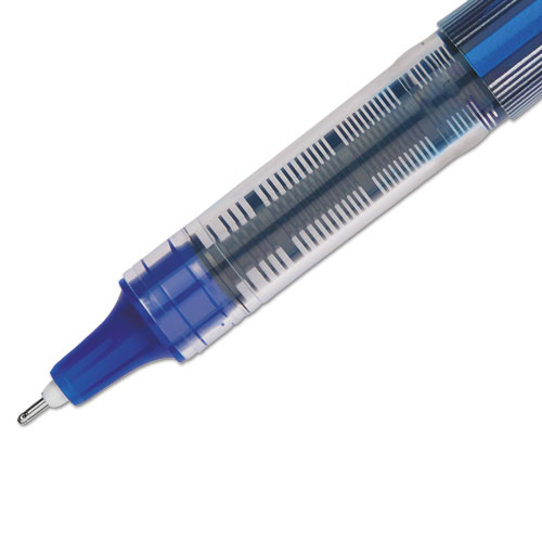 VISION Needle Stick Roller Ball Pen, Fine 0.7mm, Blue Ink, Silver Barrel, Dozen