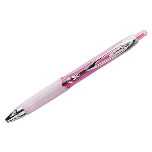 Signo 207 Retractable Gel Pen, Medium 0.7mm, Black Ink, Pink Barrel, 2/Pack