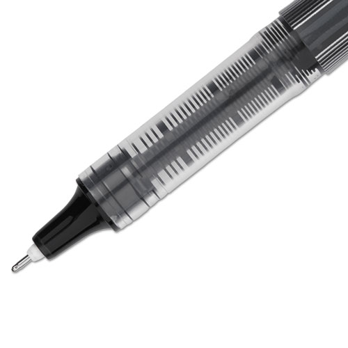 VISION Needle Stick Roller Ball Pen, Fine 0.7mm, Black Ink, Silver Barrel, Dozen