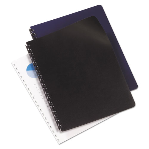 Image of Gbc® Leather-Look Presentation Covers For Binding Systems, Navy, 11.25 X 8.75, Unpunched, 100 Sets/Box