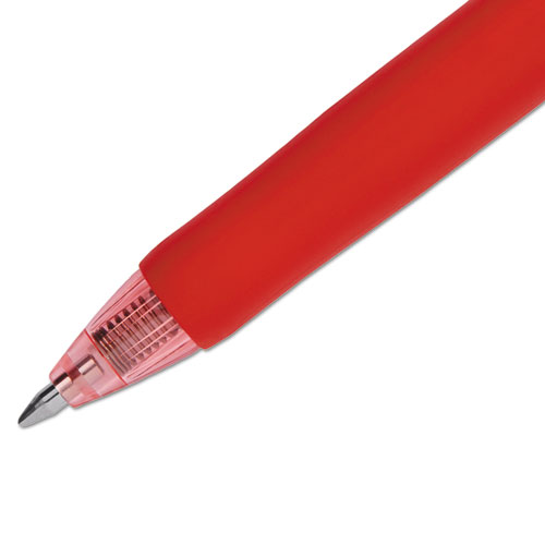 Signo Retractable Gel Pen, 0.7mm, Red Ink, Red/Metallic Barrel, Dozen