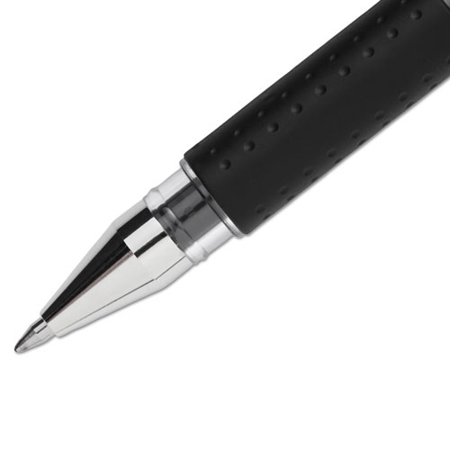 Signo GRIP Stick Gel Pen, 0.7mm, Black Ink, Silver/Black Barrel, Dozen
