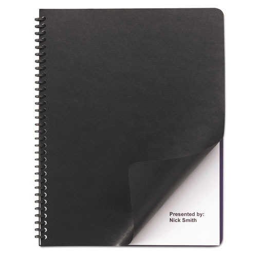 Gbc® Leather-Look Presentation Covers For Binding Systems, Black, 11.25 X 8.75, Unpunched, 50 Sets/Pack