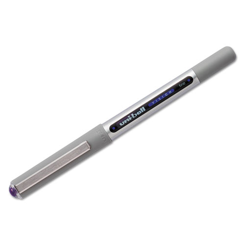 VISION Stick Roller Ball Pen, Fine 0.7mm, Majestic Purple Ink, Gray Barrel, Dozen