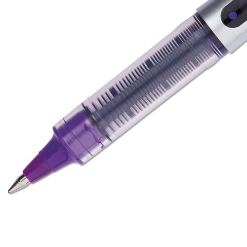 VISION Stick Roller Ball Pen, Fine 0.7mm, Majestic Purple Ink, Gray Barrel, Dozen