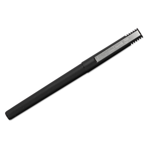 Stick Roller Ball Pen, Micro 0.5mm, Red Ink, Black Matte Barrel, Dozen