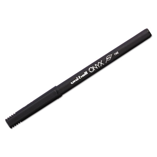 ONYX Stick Roller Ball Pen, Fine 0.7mm, Black Ink, Black Matte Barrel, Dozen