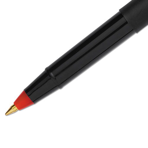 ONYX Stick Roller Ball Pen, Fine 0.7mm, Red Ink, Black Matte Barrel, Dozen